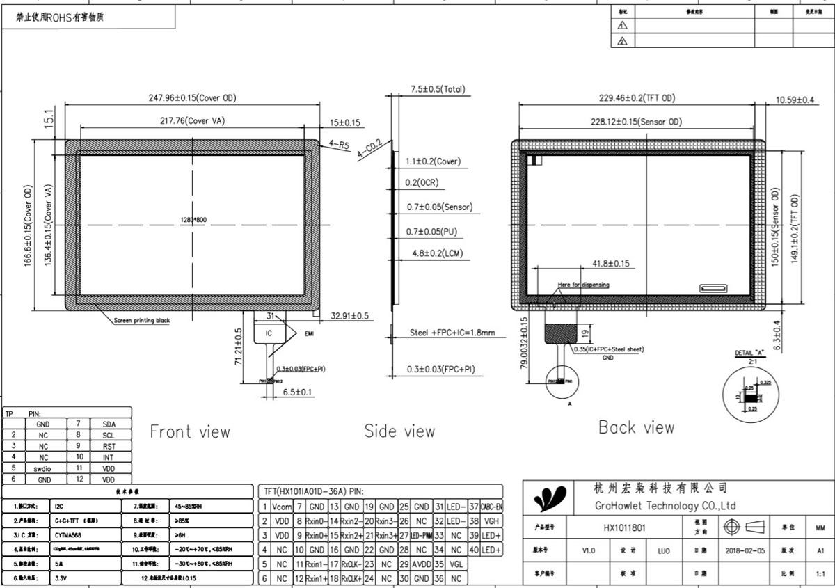 10.1 touch screen display